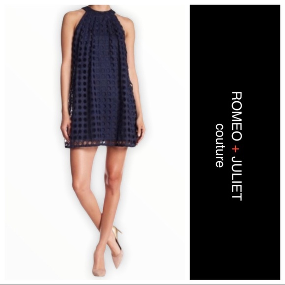 Romeo & Juliet Couture Navy Eyelet Dress S - Picture 1 of 6
